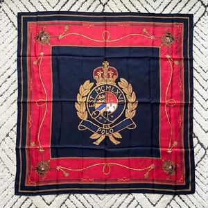 Rare Ralph Lauren Crest Silk Scarf, Size is 35”